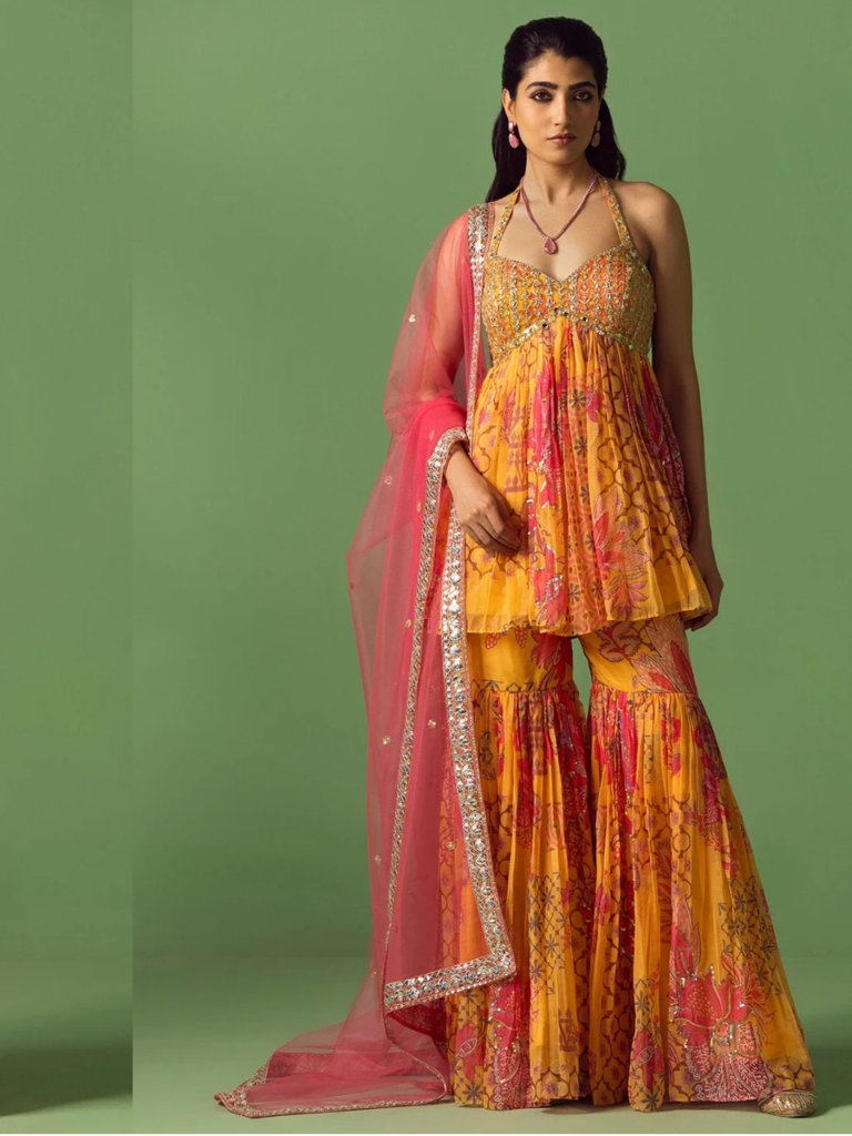 Lashkaraa Xxs Yellow Gharara. Never Worn With Tags — image 2 of 2